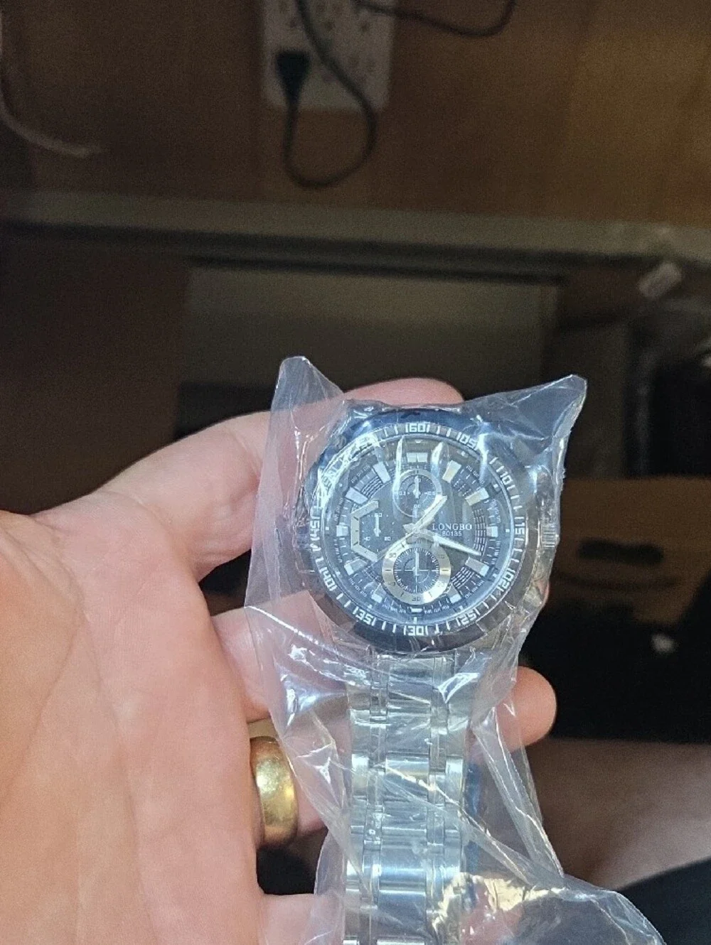 Men's Black Stainless Steel Chronograph Watch